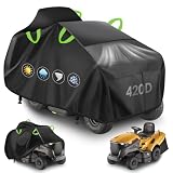 YedZen Housse Tondeuse Autoportée, L183xW137xH116cm, 420D PVC Imperméable avec 2 Boucles Coupe Vent, Ventilation, 4 Bandes Réfléchissantes, Bache Protection Tracteur Tondeuse