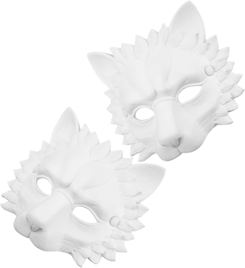 GARVALON 2pcs Lion Mask Realistic Animal Mask for Halloween Cosplay for Masquerade Parties Festivals and Themed Events for Adults