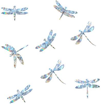 Dragonfly Anti-Collision Window Clings - Glass Alert Prism Decals - Prevent Birds Strikes – Decorate Your Glass Doors, 30 Pieces, JD012QINGTING
