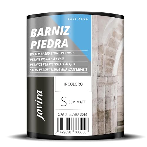 JOVIRA PINTURAS Barniz Piedra al Agua. Barniz para piedra y sustratos minerales. (750 Mililitros, Semimate) C-6