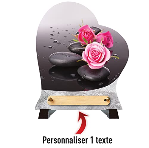 Plaque funéraire coeur en pierre de taille sculptée pour tombe - 2