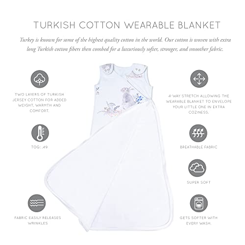 Oilo 100% Cotton Sleep Sack Swaddle I 4-Way Adjustable Wearable Blanket I Baby Sleeping Bag 6-18+ Months I 2 Layers Of Turkish Jersey Cotton I Tog 0.49 I Lightweight Baby Sleep Slacks I Cottontail #TOP2
