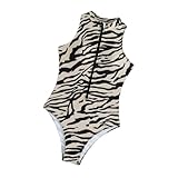 ファッションハイカット水着女性用 1 PC 水着レディースジップアップ入浴シマウマプリント水着ビーチウェアレディースシマウマプリント水着プッシュアップ入浴