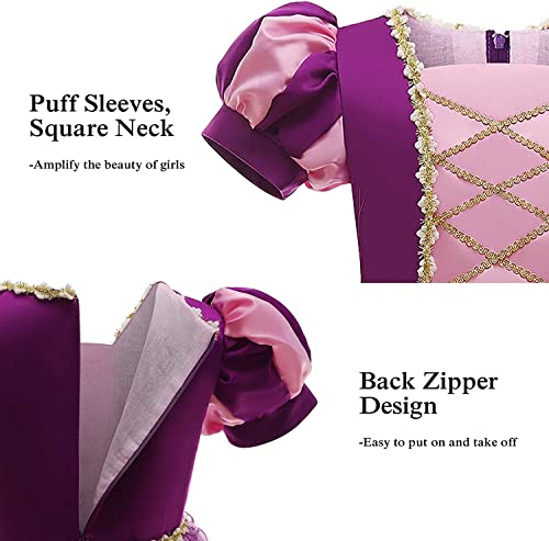 Dzyoleize Festa de Aniversário da Princesa Vestido de Festa para Meninas (Pink, 4-5 Anos)