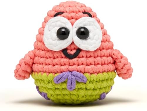 The Woobles Crochet Kit for Beginners – Spongebob Squarepants Craft Kit with Easy Peasy Yarn for Adults & Young Crafters, As Seen On Shark Tank, Step by Step Video Tutorials (Patrick Star) - 1