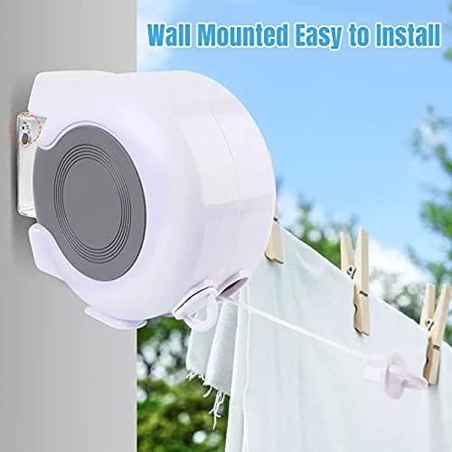 Retractable Washing Line, Outdoor Clothes Line, Extendable Washing Line Wall Mounted, Clothing Line 2 x 15m Lines, Heavy Duty Wash Line Clotheslines for Indoor/Outdoor Laundry Drying (2*15m)
