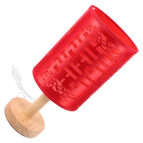 Lampe de chevet rouge gain de place en fer et bois pour table de nuit