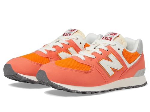 New Balance 574 V1 70s Racing Lace-Up Sneaker, Gulf Red/White, 4.5 Wide US Unisex Big_Kid