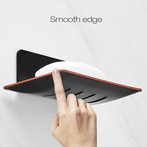 Lancher Soap Rack Adhesive Soap Dish (No Dirlling Required) Soap Holder Aluminum Soap Tray Bath Rack -Black #TOP2