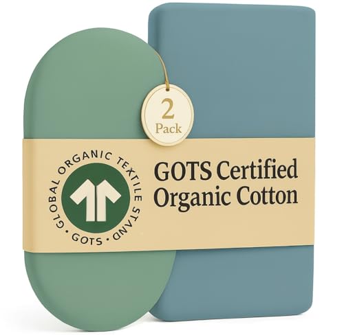 SnuzPod 4 Compatible Crib Sheets – NOT SnuzPod 3 or 5 – Thickest & Softest GOTS Organic Cotton 190GSM – Set of 2 SnuzPod Fitted Sheets – SnuzPod 4 Fitted Sheet 40 x 75.5 – Premium SnuzPod Bedding