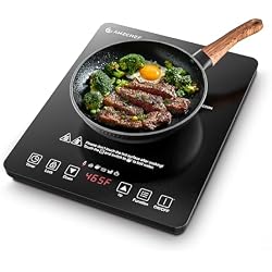 AMZCHEF Portable Induction Cooktop 20 Temperature & Power Levels, 1800W Induction Stove Burner with 6.8