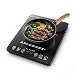 AMZCHEF Portable Induction Cooktop 20 Temperature & Power Levels, 1800W Induction Stove Burner with 6.8" Heating Coil, Low Noise Hot Plate Single Electric Cooktops Countertop Stove with Timer