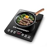 AMZCHEF Portable Induction Cooktop 20 Temperature & Power Levels, 1800W Induction Stove Burner with 6.8' Heating Coil, Low Noise Hot Plate Single Electric Cooktops Countertop Stove with Timer