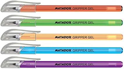 Matador Gripper Gel Pen | Oil Based Gel Ink |Comfort Grips for Adult Kids | Medium 0.6 mm Retractable NS Tips with TC Ball Gripper Gel Pen | Pack of 12 (black) (Blue)