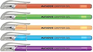 Matador Gripper Gel Pen | Oil Based Gel Ink |Comfort Grips for Adult Kids | Medium 0.6 mm Retractable NS Tips with TC Ball Gripper Gel Pen | Pack of 12 (black) (Blue)
