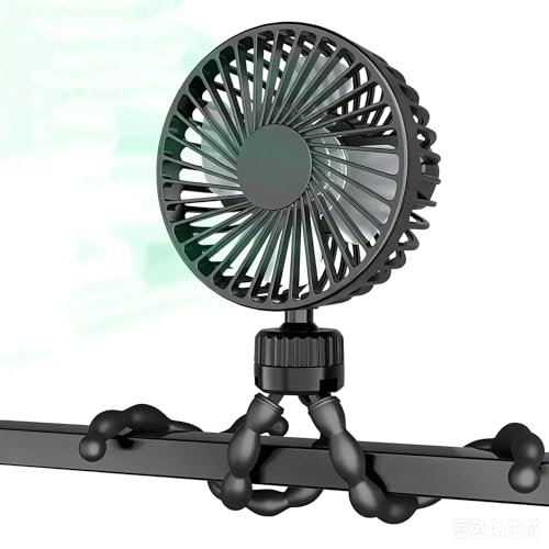 Zingking ventilador portátil para bebé con batería recargable USB, mini ventilador de mano de 3 velocidades, giratorio y flexible, alimentado por batería para cámara