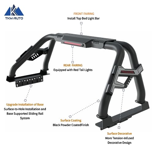 TKMAUTO SRB005 Sport Bar Roll Bar Compatible with Tacoma/Ranger/Colorado/Canyon/JT Gladiator/Frontier (Carbon Steel) - Thumbnail 2