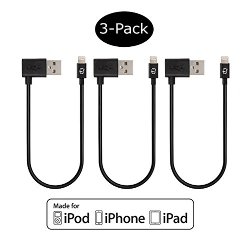 CreatePros MFI Certified Lightning to Angled USB Cable compatible with iPhone, iPad and iPod - 11 Inches (28 Centimeters) - Black, 3-Pack CreatePros MFI Certified Lightning to Angled USB Cable compatible with iPhone, iPad and iPod - 11 Inches (28 Centimeters) - Black, 3-Pack