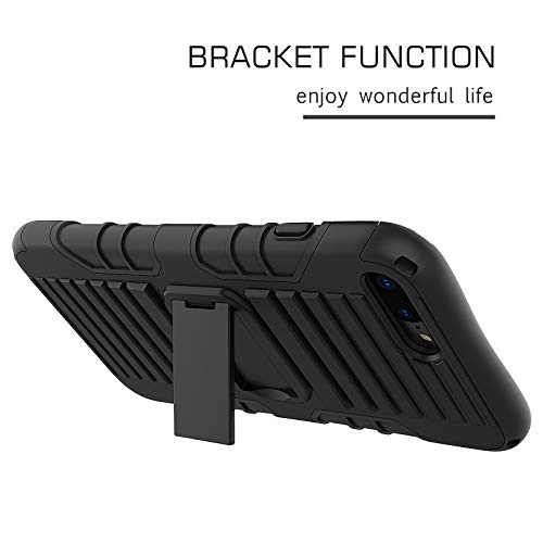 E-Tree Iphone 8 Plus Case, Iphone 7 Plus Phone Case, With Cross Body Strap And Stand, 2 In 1 Shockproof Hybrid Hard Pc & Soft Rubber, Crossbody Lanyard Perfect For Go Outside And Kid Elderly, Black #TOP5