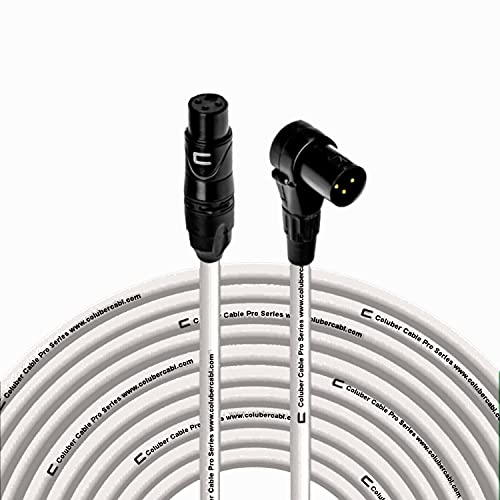 Balanced XLR Cable Female to Right Angle XLR Male - 100 Feet White - Pro 3-Pin Microphone Connector for Powered Speakers, Audio Interface or Mixer for Live Performance & Recording