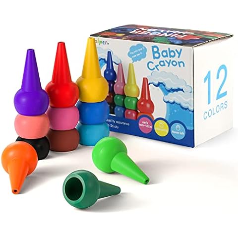 Baby Crayons for Toddlers,Washable Wax Crayons for Babies,Safe and Non-Toxic,Chunky and Chubby Crayons for Kids Party Bags,Personalised and Colour Set Cover