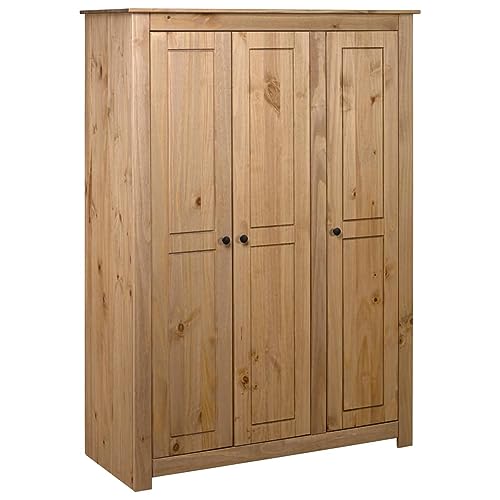 Armario de pino Panamá de 3 puertas, 118 x 50 x 171,5 cm, elegante para dormitorio y sala de estar, almacenamiento de ropa, duradero, solución de muebles modernos