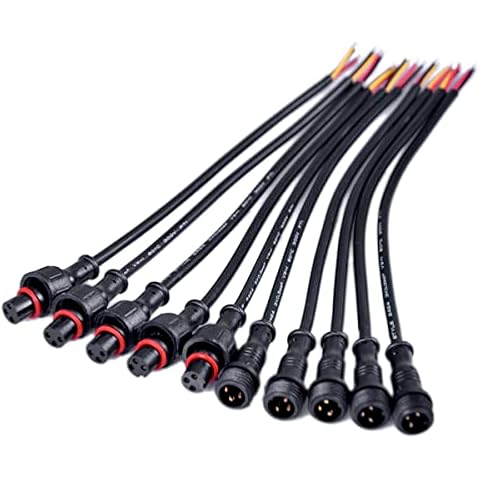 DealLED 3Pins Waterproof Connectors for WS2812 WS2811 SK6812 LED Strips (20AWG Male+Female) Cover