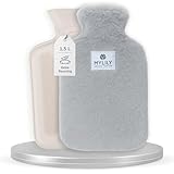 MYLILY | Wärmeflasche in Grau| Wärmflasche mit Bezug | Wärmflasche Nacken und Rücken | Wärmeflasche Regelschmerzen