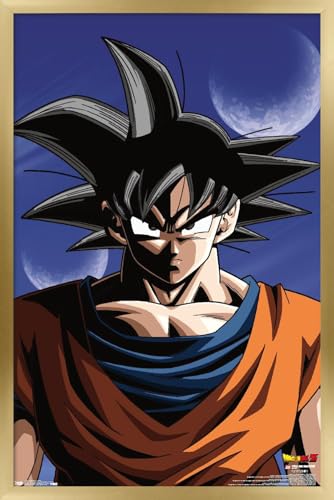 Trends International Dragon Ball Z - Goku Wall Poster, 14.725" x 22.375", Gold Framed Version