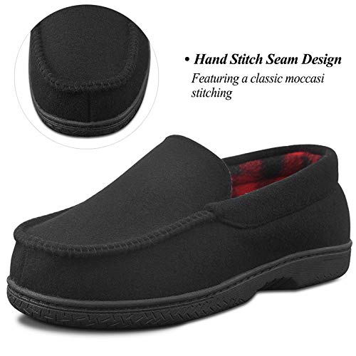 Men's Memory Foam Moccasin Slippers Breathable Moccasin Slippers Micro Wool House Shoes Anti-Slip Sole Indoor Outdoor, Black, 10 #TOP4