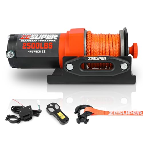 ZESUPER 2500lb Electric Winch with Remote and Steel Cable