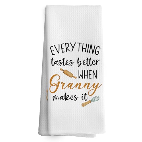 TAEDIN Granny Gifts Kitchen Towels Grandma Gifts from Grandchildren, Grandma Gift for Mothers Day Dish Towel Dishcloth 16x24 Inches, Grandmother Gift Decorative Absorbent Hand Tea Towels Decor