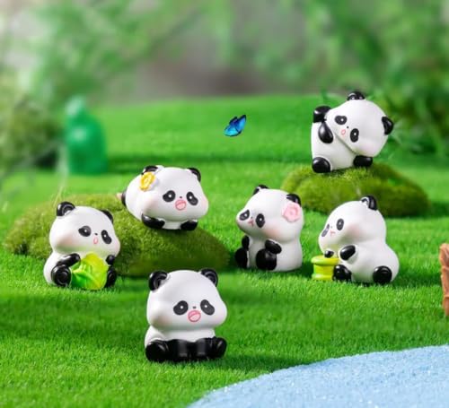 Image of VRB Dec 1 Set Miniature Showpiece Set for Home Decor,Car Dashboard,Valentine,Living Room,Gifts Figurines,Cake Decoration Items,Figurines for Home Decor. ((6 Pcs Lazy Cute Panda))
