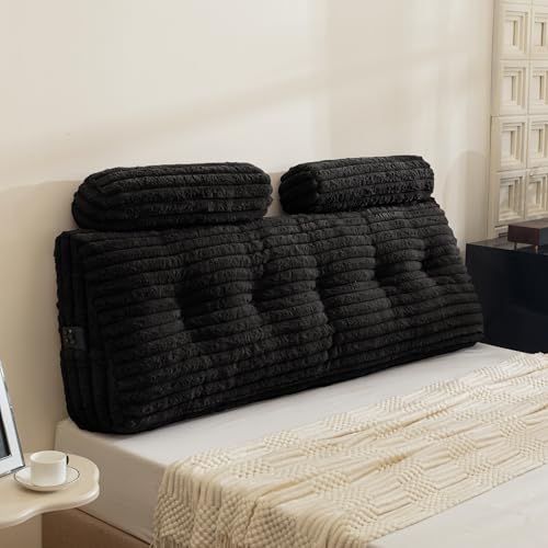 HIGOGOGO Triangular Headboard Wedge Pillow with 2 Cylindrical Pillows and Memory Foam Filling, Daybed Pillows for Sitting up, Reading or Working with Removable Cover,Queen 59.1"x19.7" by HIGOGOGO - Used condition - US$61.93