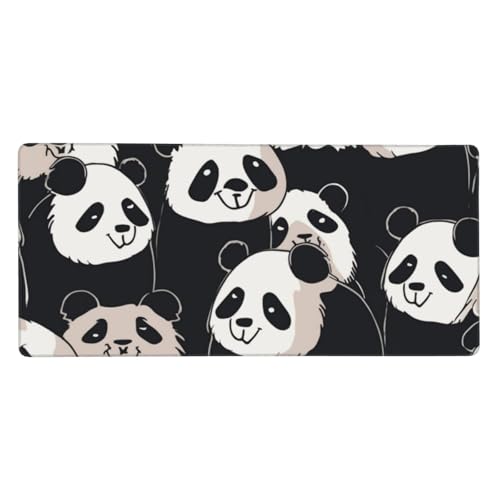 Grand tapis de souris 90x40 cm avec base antidérapante en caoutchouc et graphisme panda