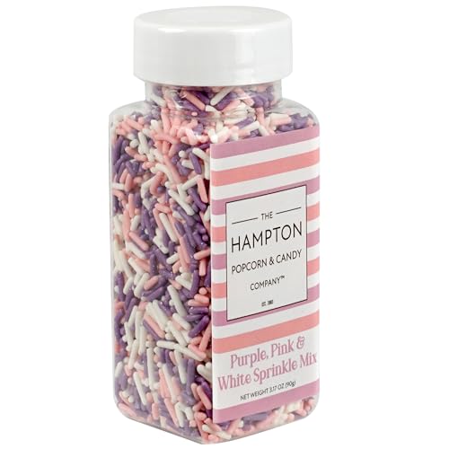 Pink, Purple & White Sprinkles Jimmies 3.17 oz, Sprinkles For Cake Decorating, Cake Sprinkles, Sprinkles For Baking, Ice Cream & More, The Hampton Candy Company