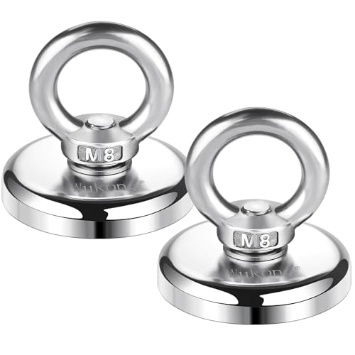 Wukong Neodym-Magnete 2 Stück 48 mm runde Seltenerd-Magnete 75 kg Zugkraft mit Senkringdurchmesser für Magnetangeln und Flussrettung