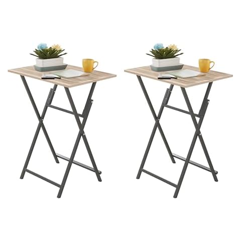 FILINGSKY Folding TV Tray Table Set of 2, No Assembly Required Portable Sofa Side Table, Snack Table for Eating, Foldable for Small Spaces, Space-Saving Cover