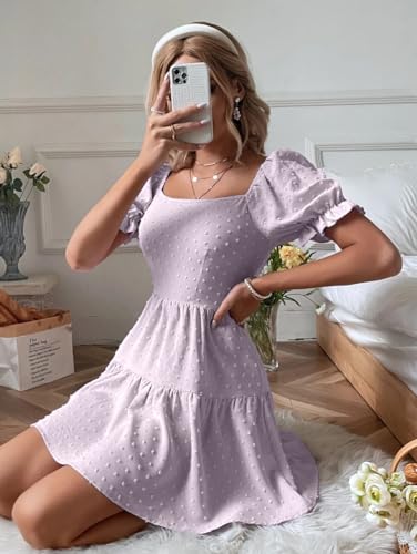 Image of Narecte Summer Dresses for Women 2026,Tie Backless Swiss Dot Mini Dress,Ruffle Hem Flowy Casual Dresses