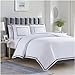 Mellanni Duvet Cover Set Hotel Collection - Double Brushed Microfiber 1800 Bedding - Wrinkle, Fade, Stain Resistant - Hypoallergenic - 3 Piece (Full / Queen, Hotel White With Gray Embroidery)