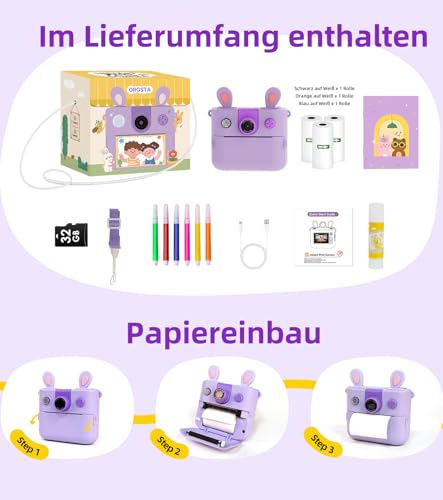 Miniatura 3 de Orgsta Camara De Fotos Infantil Instantaneas Para Niños Máquina Fotográfica Instanea Regalos Niña 3-12 Años