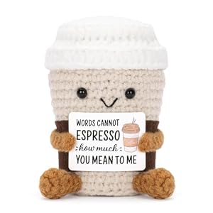 Leuke Cadeaus voor Vrouwen – Emotionele Steun Haak Koffiepop, Cadeau voor Koffieliefhebbers & Geluksbrenger, Ornament voor Vrouwen & Meisjes