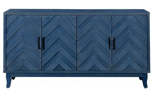 Mid-Century-4-Door-Accent-Cabinet-Buffet-Sideboard-Vintage-Style-3D-Wave-Stripe-Deco-Storage-Cabinet-Console-Table-for-Dining-Room-Bedroom-Kitchen-Hallway Mid Century 4 Door Accent Cabinet Buffet Sideboard Vintage Style 3D Wave Stripe Deco Storage Cabinet Console Table for Dining Room Bedroom Kitchen Hallway