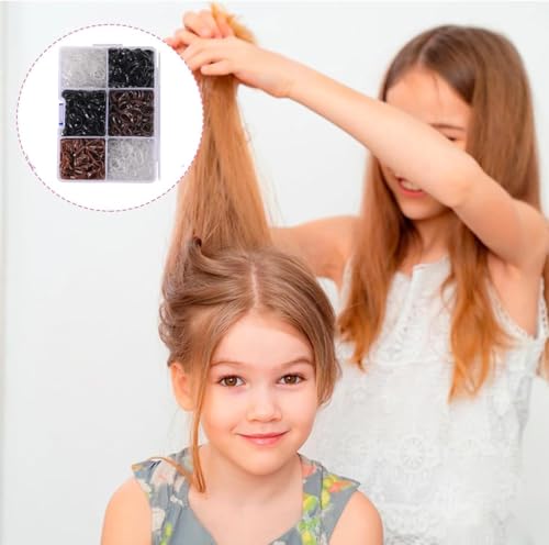 KIMHOME Lot de 800 mini-élastiques à cheveux noirs et marron, élastiques antidérapants pour tresses, queues de cheval et coiffures de tous les jours – vue 6
