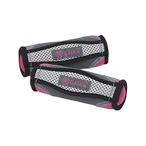 Gaiam Hand Weights for Women & Men Soft Dumbbell Walking Hand Weight Sets with Hand Strap - Walking, Running, Physical Therapy, Aerobics - 2lb Set (2 x 1lb Weights), Purple, 1 count Cover