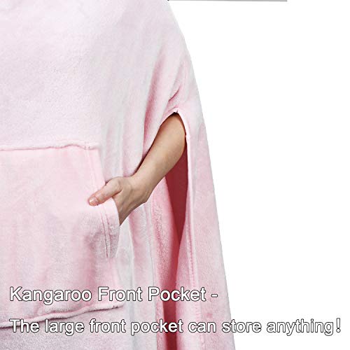 Tirrinia Fleece Wearable Blanket Comfy Poncho Plush Sleevesless Blankets For Adult Women Men Kids Capee Wrap Cover For Full Body, Indoors & Outdoors, Pink #TOP3