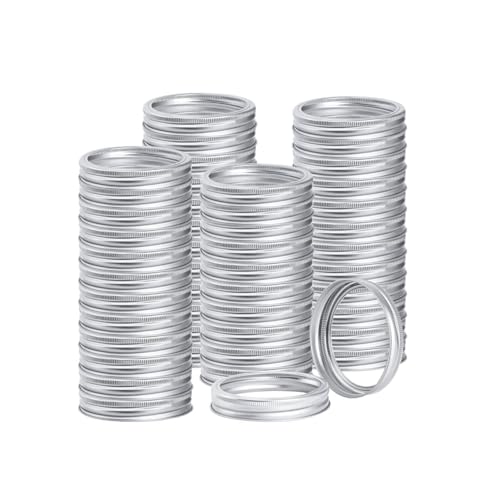 36 PCS Wide Mouth Mason Jar Rings, Reusable Rustproof Canning Lids and Rings, 3.4in Airtight sturdy Food Safe Material Mason lid, Practical Screw Mason Jar Metal Rings (Silver) by Miecux - Used condition - CA$11.88