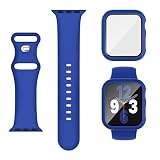 [Knossen] コンパチブル Apple Watchと互換性のあるバンド シリコン製 アップルウォッチ用バンド 保護カバー付き アップルウォッチ向けのスポーツベルト 互換用のApple Watch ベルトとケース 一体型 耐衝撃 全面保護 装着簡単 Series 9 8 7の45mmに対応