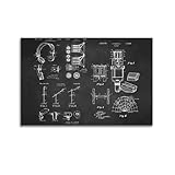 Poster mit Vintage-Technik, Audiogerät, Kopfhörer-Design, 