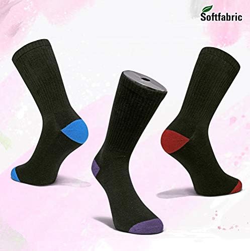 Softfabric Men's Classic Breathable Cotton Rich Mid Crew Calf Socks for Men. 3 Pairs